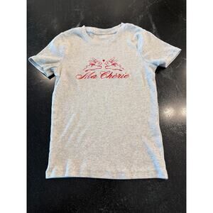 Hollister Gray Ribbed Baby Tee Small Ma Cherie Bunny Graphic